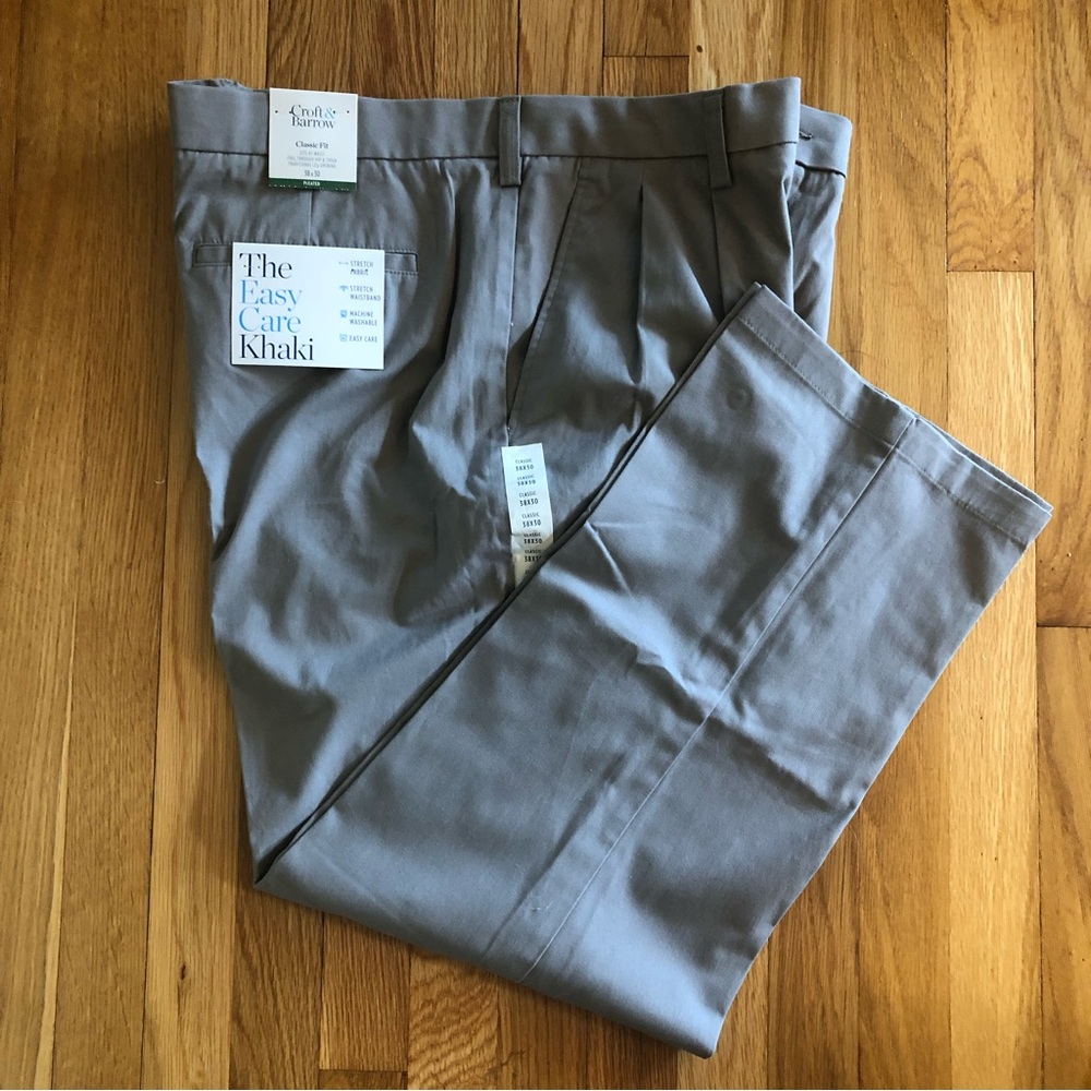 🔹 Pleated Gray Khakis 38x30 🔹